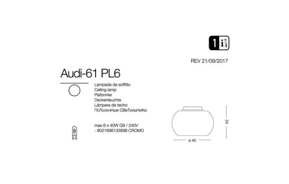 IDEAL LUX Audi-61 PL6 priesvitné