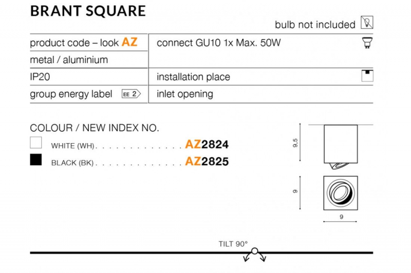 AZZARDO BRANT SQUARE AZ2825 stropné bodové svietidlo