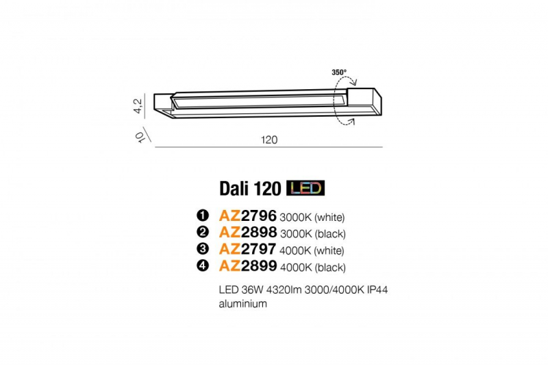 AZZARDO DALI 120 AZ2898 nástenné svietidlo