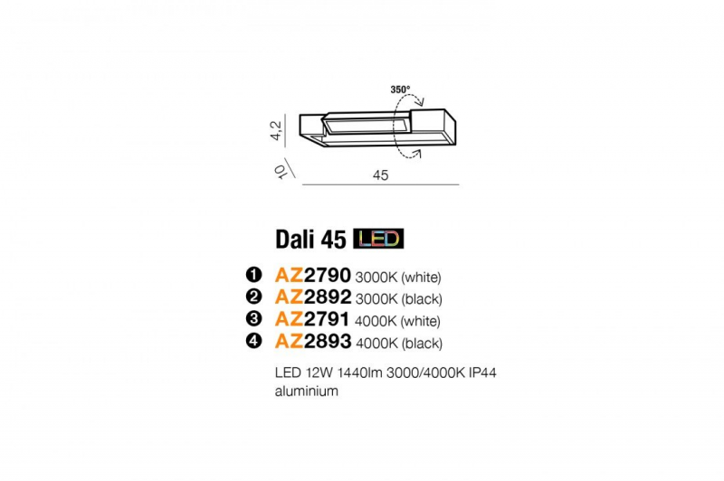 AZZARDO DALI 45 AZ2892 nástenné svietidlo