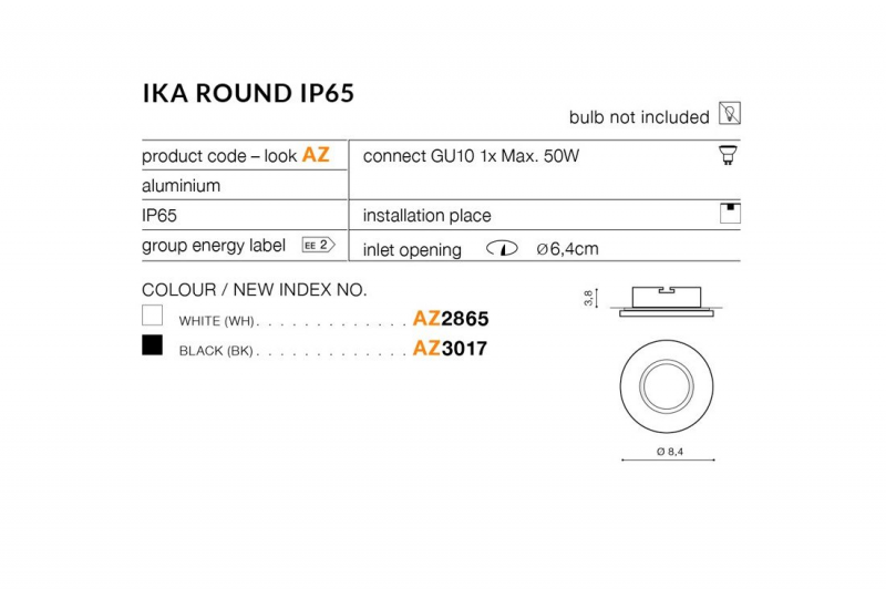 AZZARDO IKA R IP65 AZ3017 vonkajšie bodové svietidlo