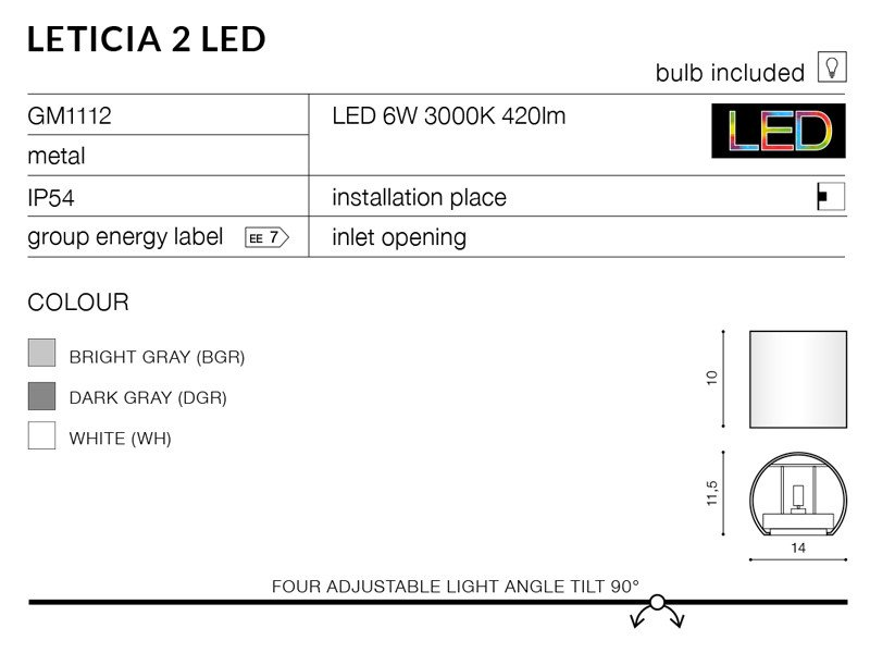 AZZARDO LETICIA 2 LED AZ2189 vonkajšie svietidlo