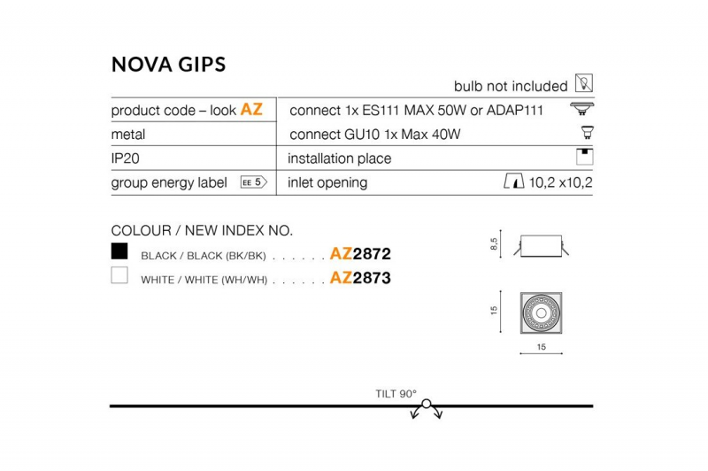 AZZARDO NOVA GIPS AZ2872 zápustné bodové svietidlo
