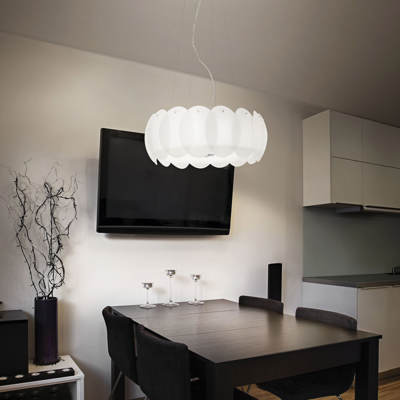 IDEAL LUX 074139 OVALINO SP5 závesné svietidlo biele