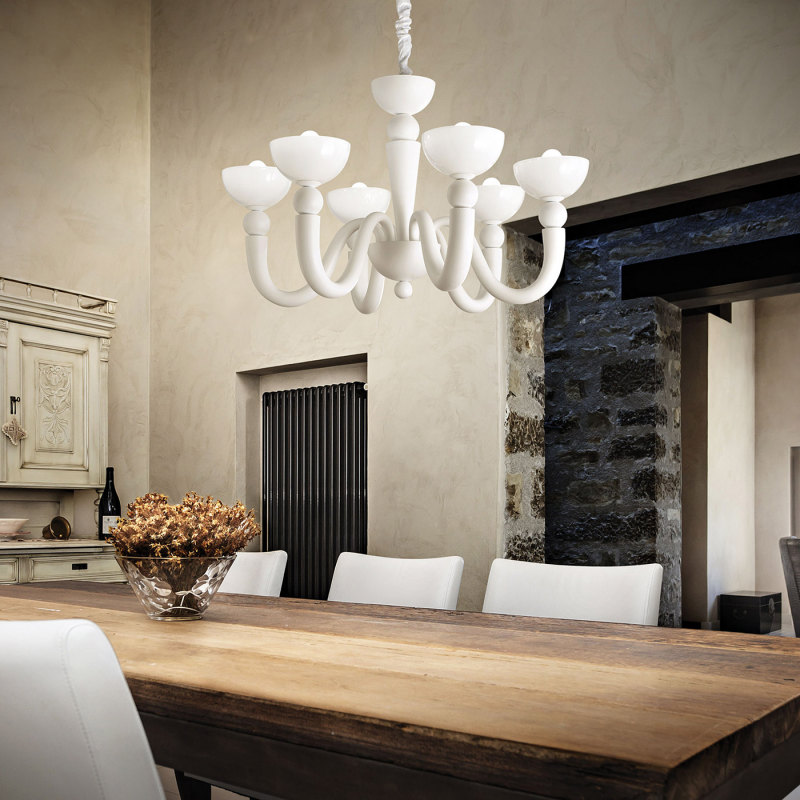 IDEAL LUX 093994 BON BON SP6 závesné svietidlo biele