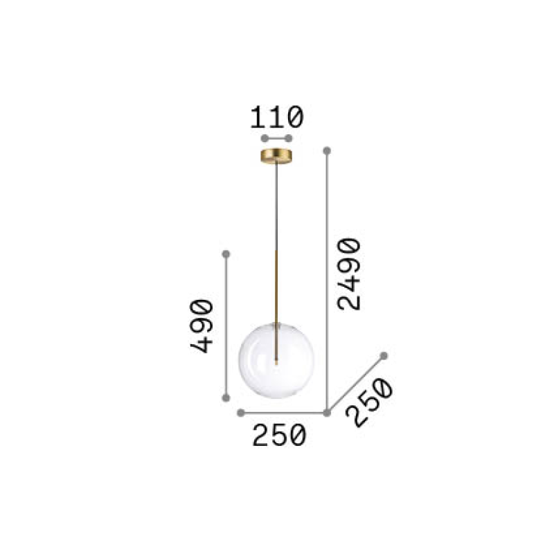 IDEAL LUX 326368 EQUINOXE SP1 D25 závesné svietidlo jantárové béžové