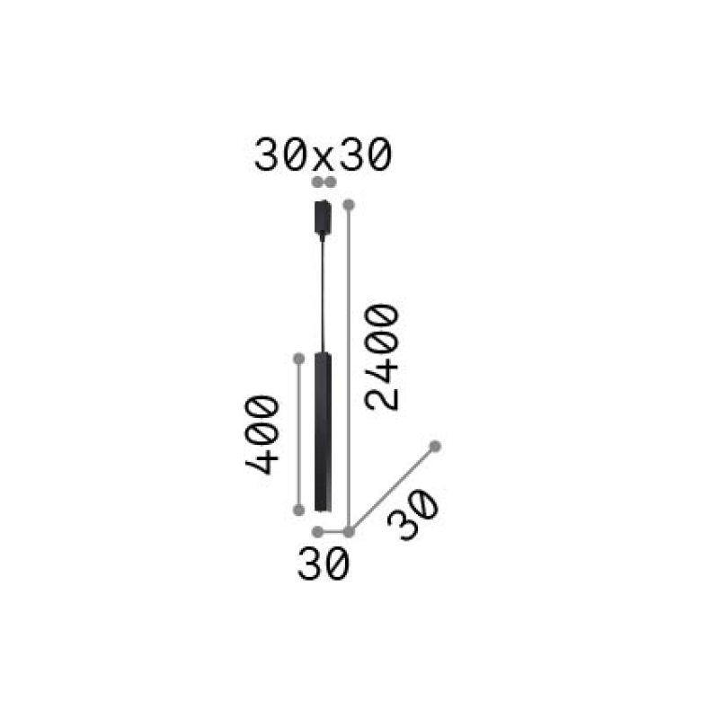 IDEAL LUX 339740 LOOK LED SP1 SQUARE D30 H400 3000K závesné svietidlo mosadzné
