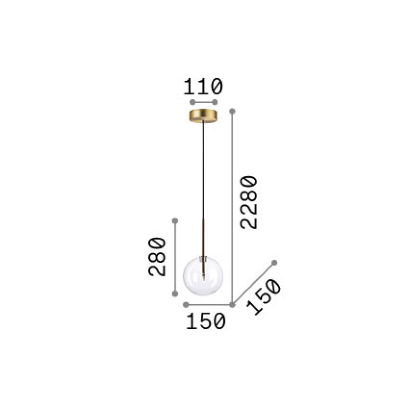 IDEAL LUX 345345 EQUINOXE SP1 D15 závesné svietidlo jantárové béžové