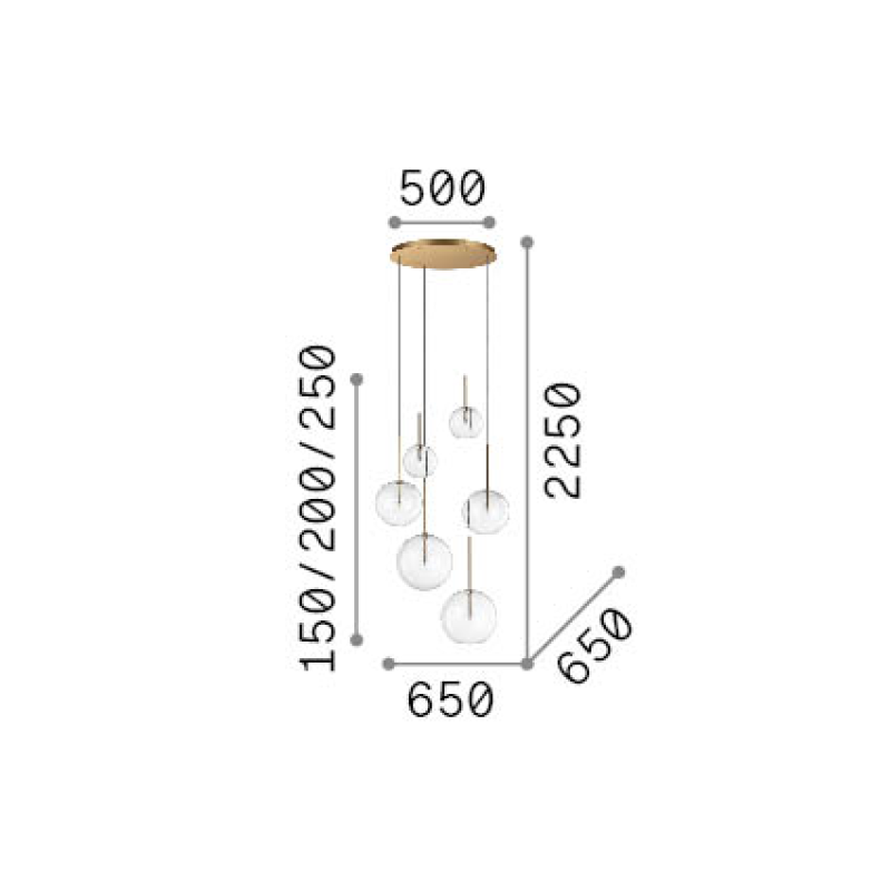 IDEAL LUX 345413 EQUINOXE SP6 závesné svietidlo dymové