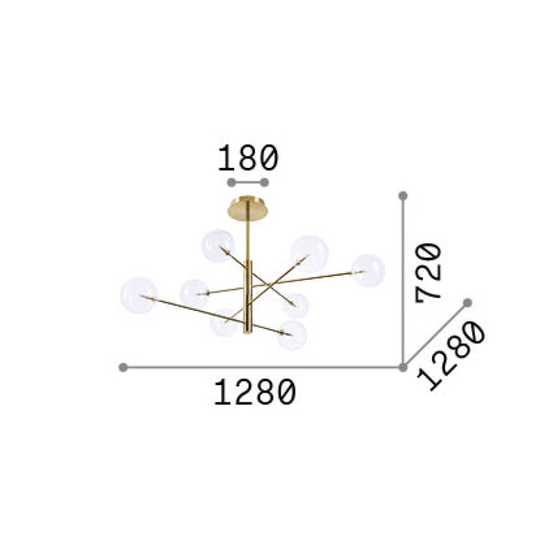 IDEAL LUX 345437 EQUINOXE SP8 závesné svietidlo dymové
