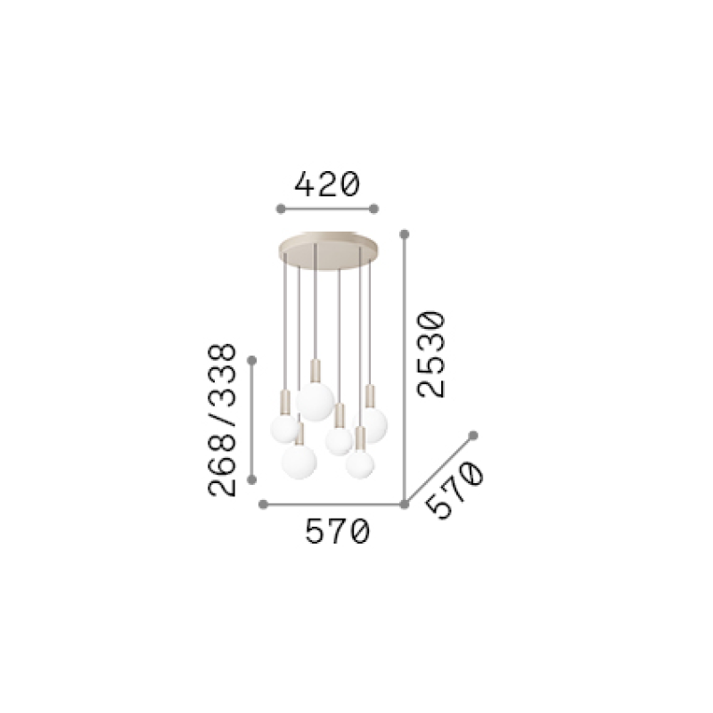 IDEAL LUX 349237 ODEON SP6 3000K závesné svietidlo biele