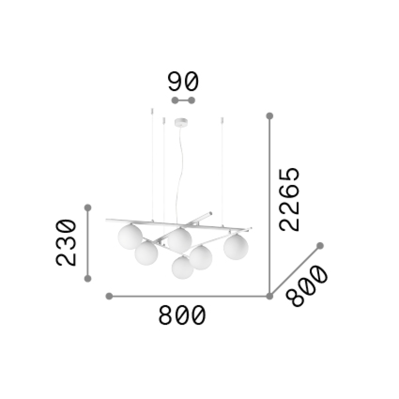 IDEAL LUX 352053 ATLAS SP6 závesné svietidlo biele