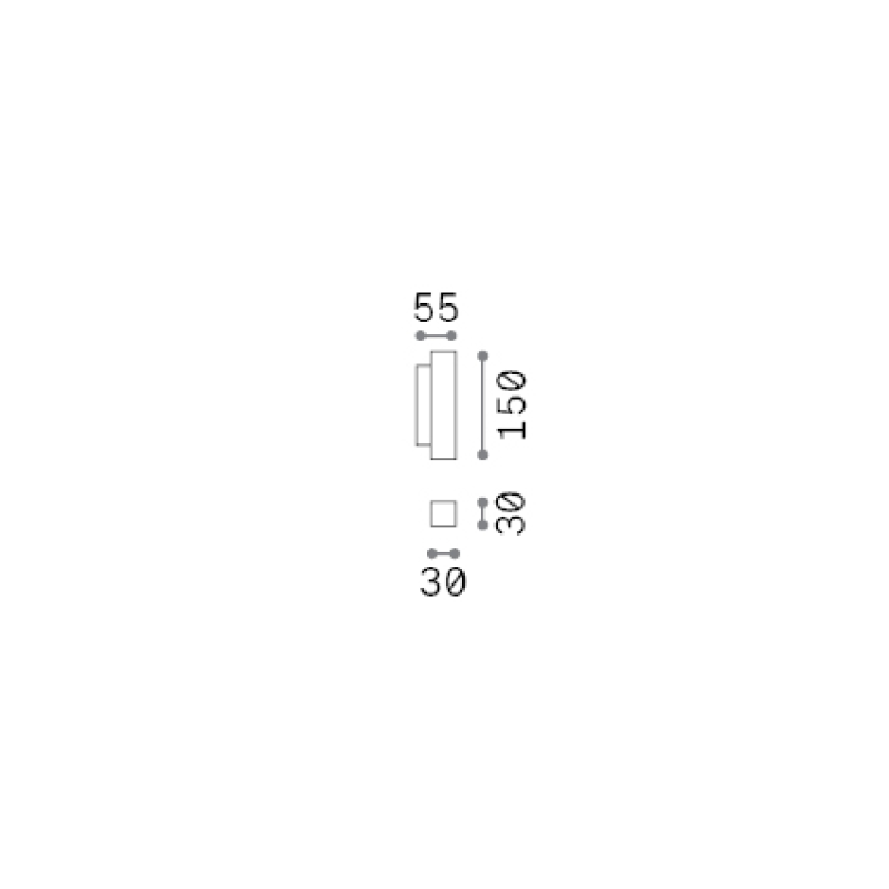 IDEAL LUX 353357 LOOK LED AP2 SQUARE D30 H150 3000K nástenné svietidlo čierne