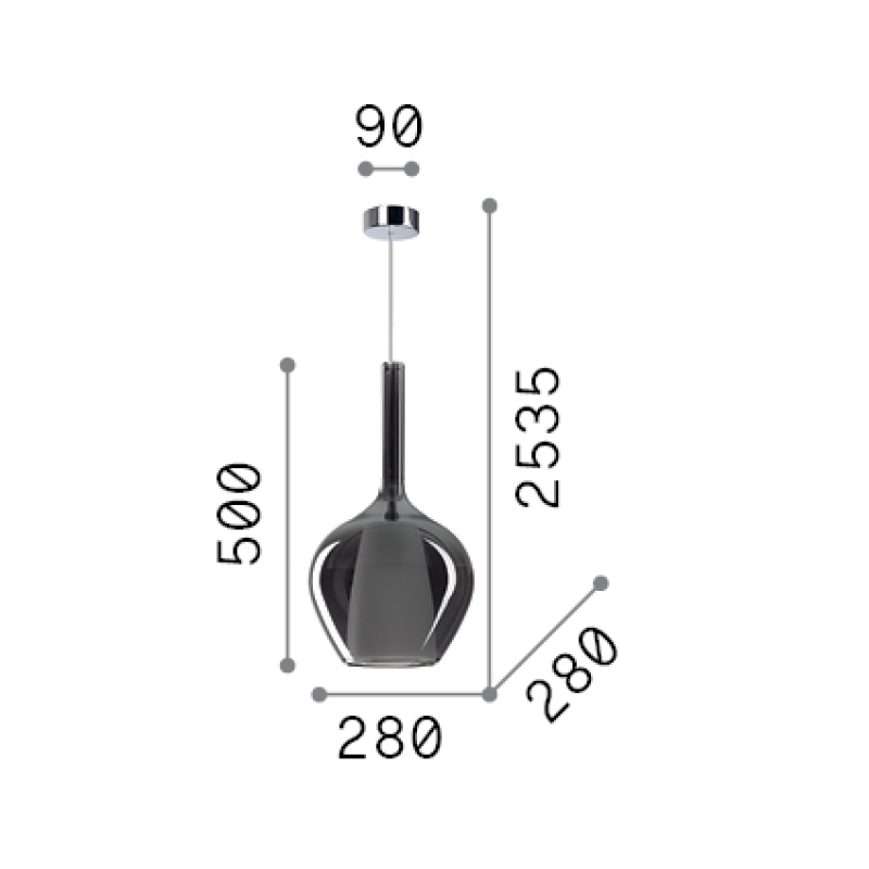 IDEAL LUX 359540 KALIQUE-1 SP1 D28 závesné svietidlo medené