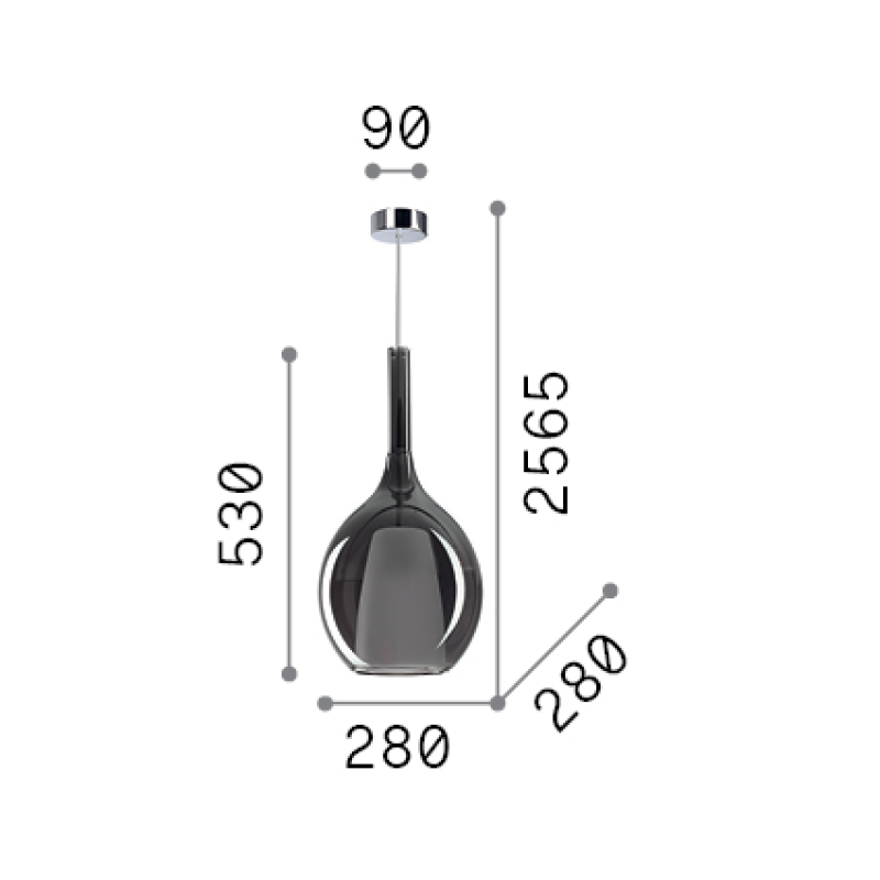 IDEAL LUX 359694 KALIQUE-2 SP1 D28 závesné svietidlo modré
