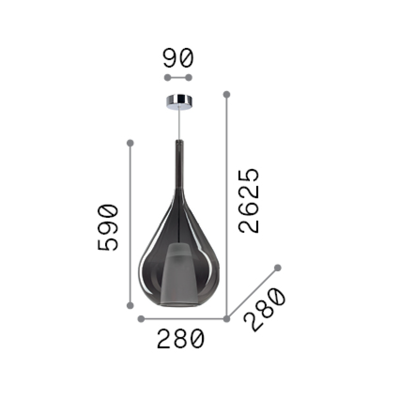 IDEAL LUX 359779 KALIQUE-3 SP1 D28 závesné svietidlo medené