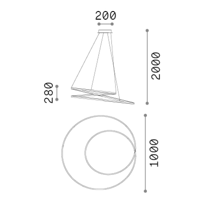 IDEAL LUX 364926 OZ SP D100 3000K závesné svietidlo mosadzné