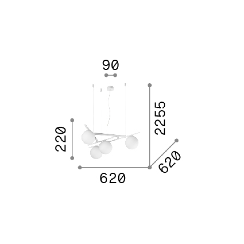 IDEAL LUX 365107 ATLAS SP4 závesné svietidlo zlaté