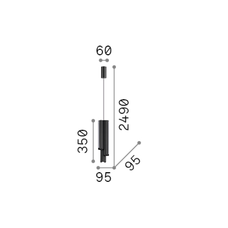 IDEAL LUX 366494 DORICA SP3 D90 3000K závesné svietidlo mosadzné