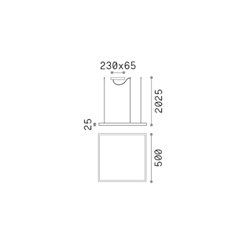 IDEAL LUX 370415 ORACLE SLIM SP D050 SQUARE 3000K závesné svietidlo mosadzné