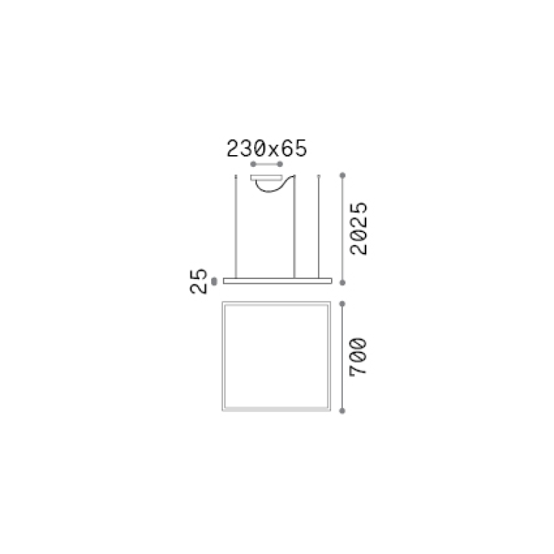 IDEAL LUX 370484 ORACLE SLIM SP D070 SQUARE 3000K závesné svietidlo mosadzné