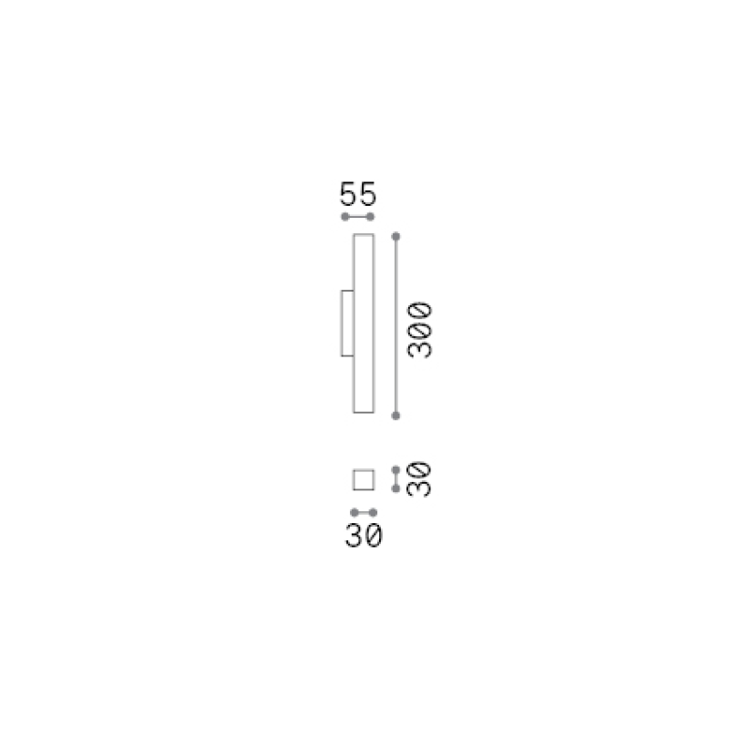 IDEAL LUX 370750 LOOK LED AP2 SQUARE D30 H300 3000K nástenné svietidlo biele