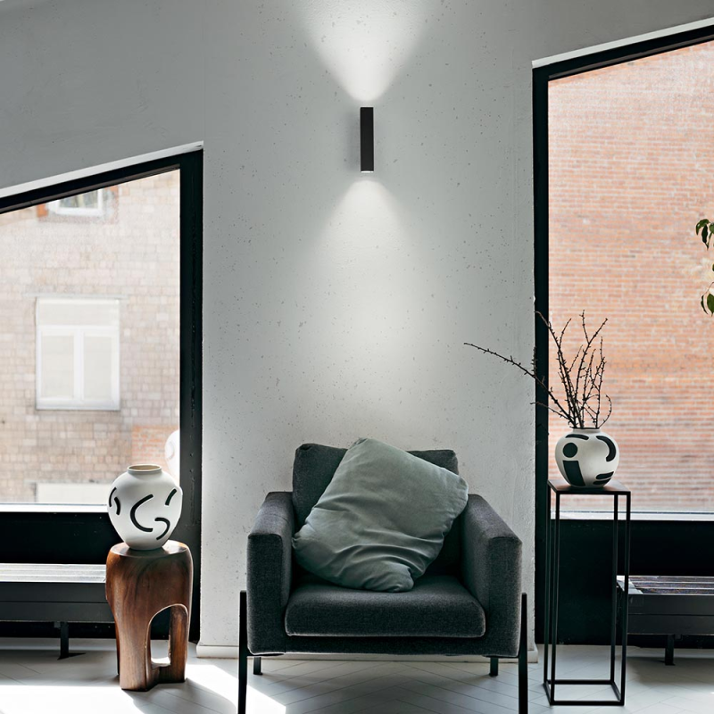 IDEAL LUX 370774 LOOK LED AP2 SQUARE D30 H300 3000K nástenné svietidlo čierne