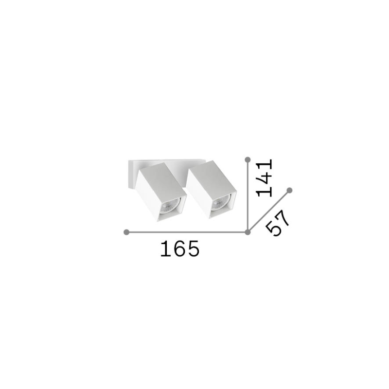 IDEAL LUX 371238 DYNAMITE AP2 SQUARE nástenné svietidlo čierne
