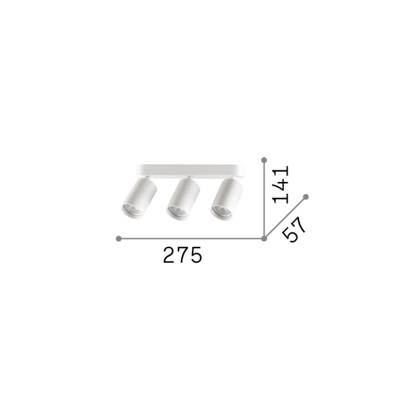 IDEAL LUX 371269 DYNAMITE PL3 LINEAR ROUND stropné svietidlo mosadzné