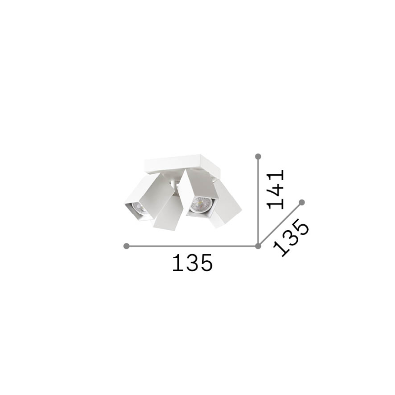 IDEAL LUX 371320 DYNAMITE PL4 SQUARE stropné svietidlo mosadzné