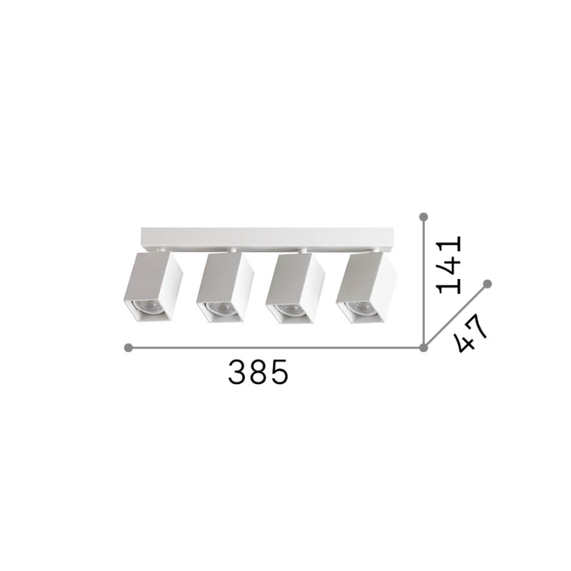 IDEAL LUX 371375 DYNAMITE PL4 LINEAR SQUARE stropné svietidlo mosadzné