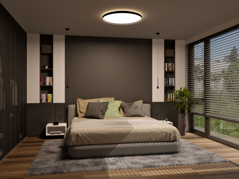 LED2 1274973DT MOON 60 stropné svietidlo čierne stmievateľné