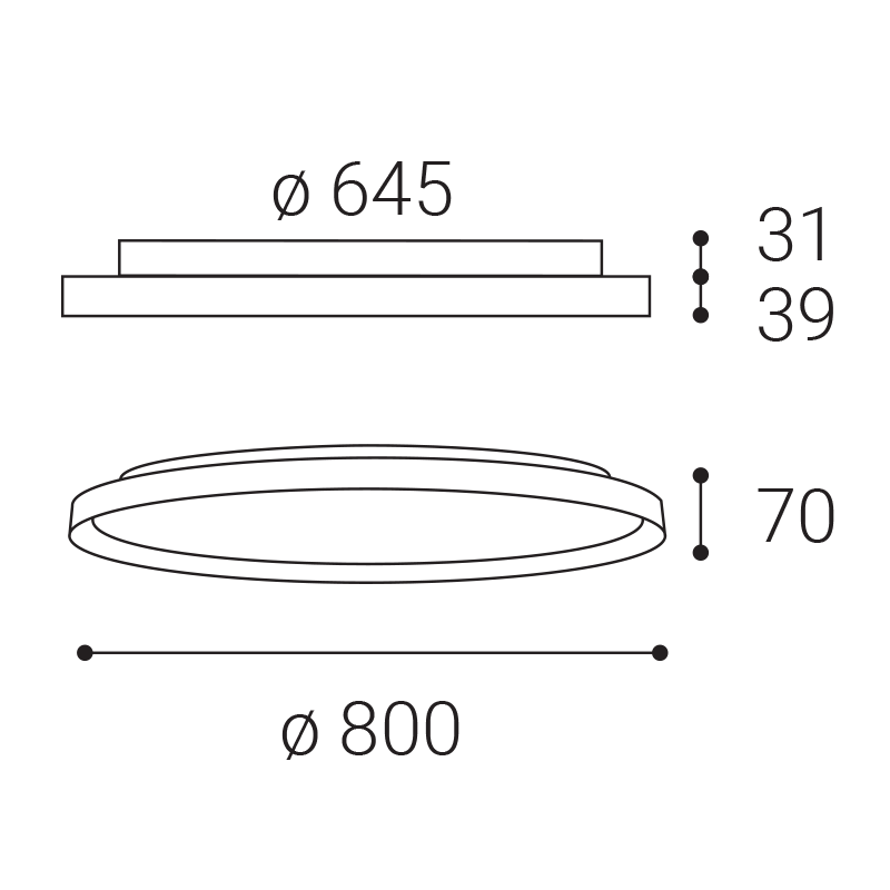 LED2 12750537DT MOON 80 stropné svietidlo čierne s champagne lemom stmievateľné