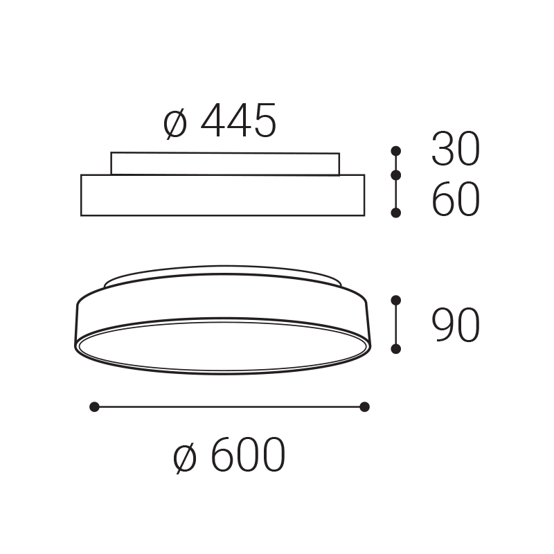 LED2 1275651DT RINGO II 60 stropné svietidlo s horným podsvietením biele stmievateľné