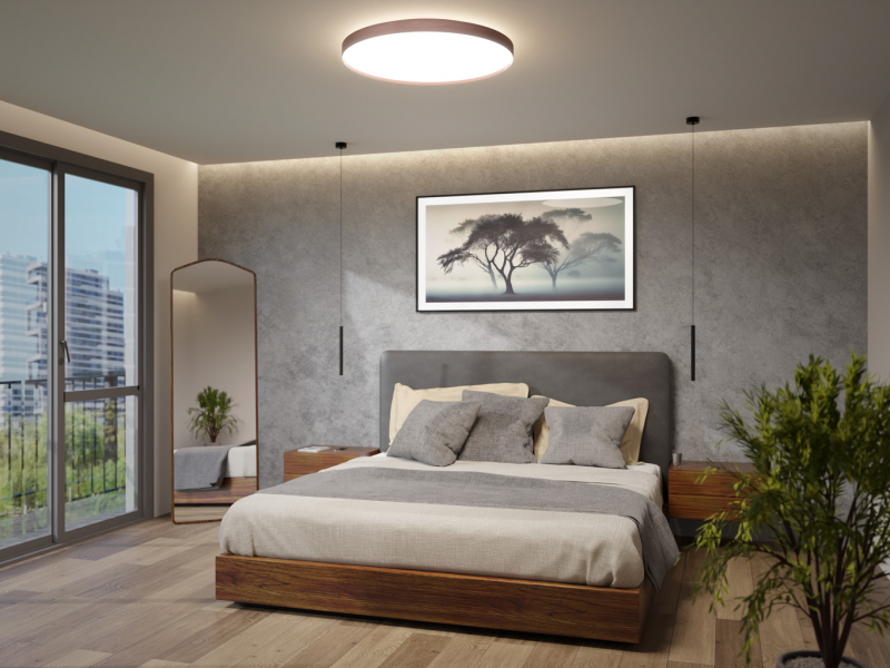 LED2 1275858DT TORO 40 stropné svietidlo s horným podsvietením hnedé stmievateľné