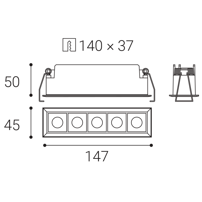 LED2 2491351 LINEAR II 5 zápustné líniové bodové LED svietidlo biele