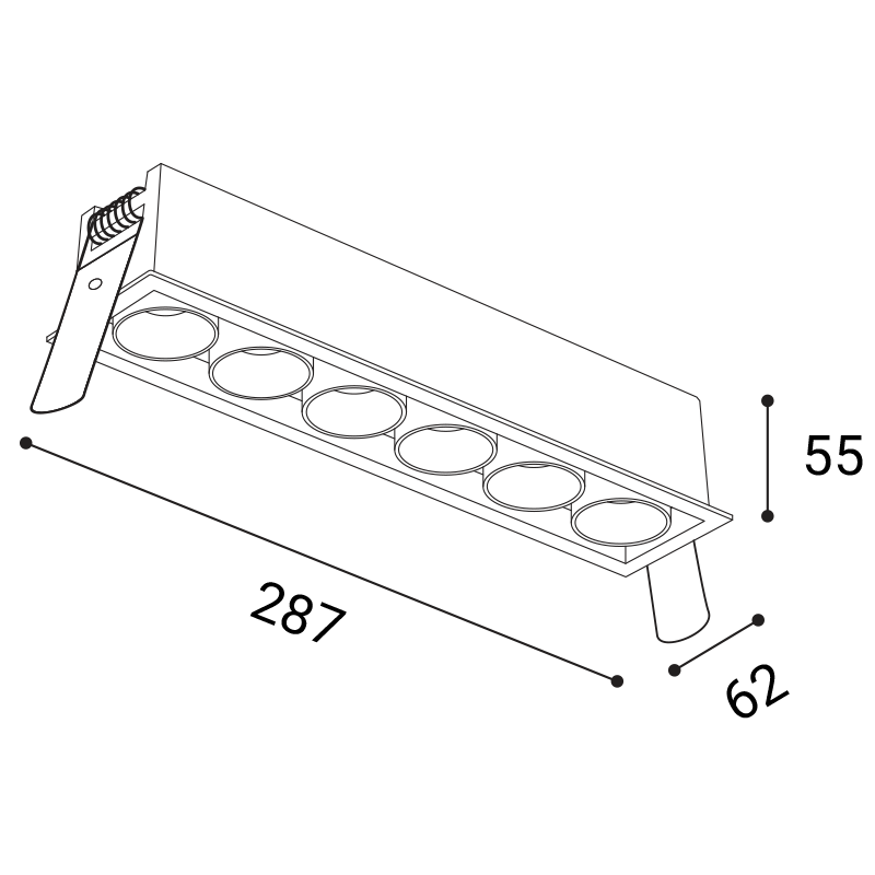 LED2 2560853DT RIVA MAXI 6 zápustné svietidlo čierne stmievateľné