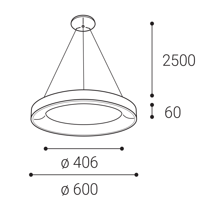 LED2 3270451DT BELLA 60 PZ závesné svietidlo biele stmievateľné luster