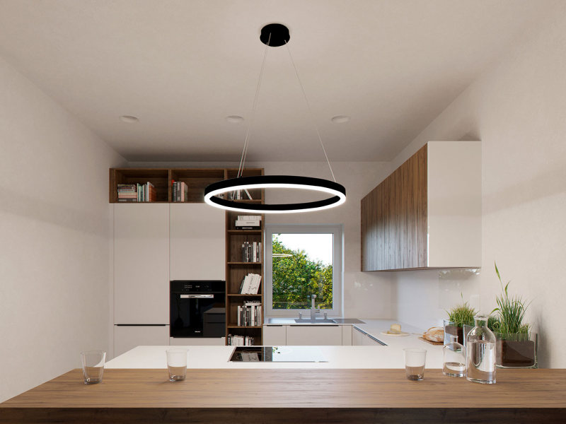 LED2 3271053DT CIRCLE 80 P-Z závesné svietidlo čierne stmievateľné