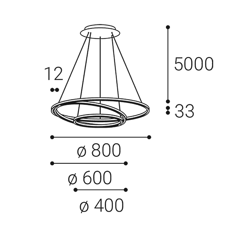 LED2 3271173DT CIRCLE 3 P-Z závesné svietidlo čierne stmievateľné luster