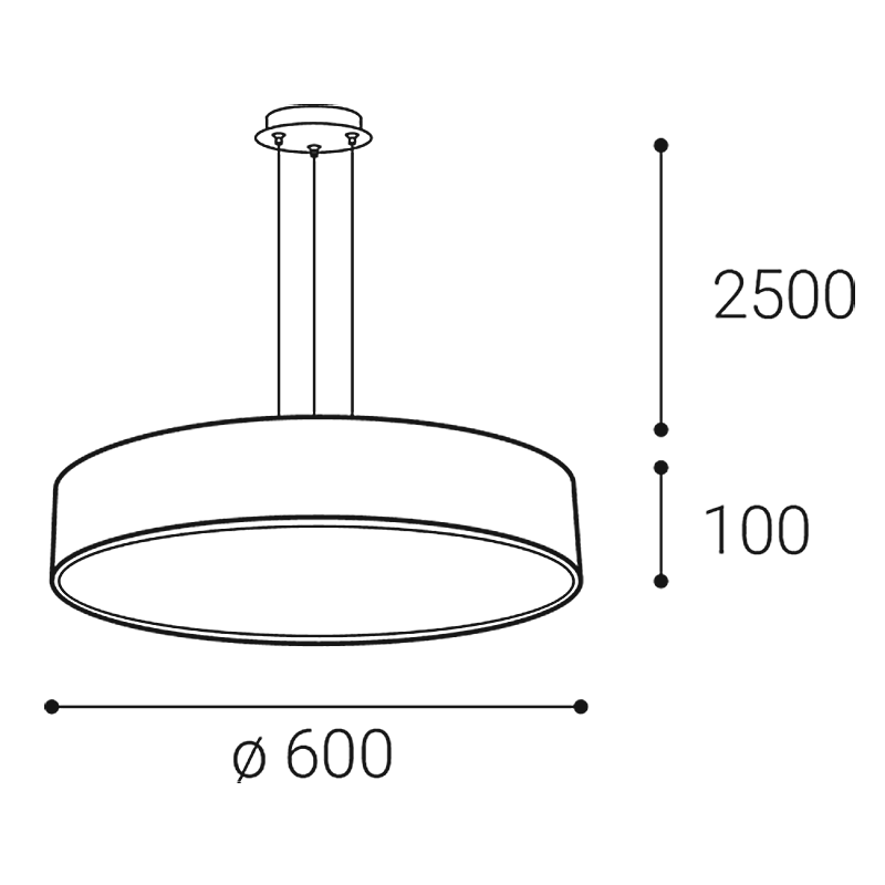 LED2 3271353DT MONO 60 PZ závesné svietidlo čierne stmievateľné