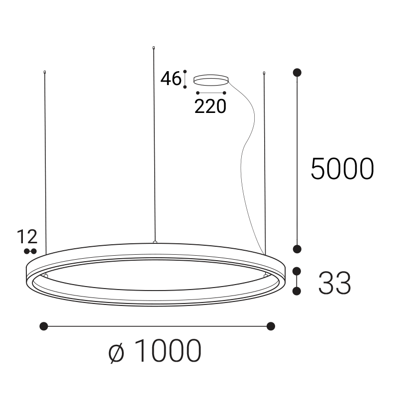 LED2 3273473DT CIRCLE 100 PZ závesné svietidlo čierne stmievateľné