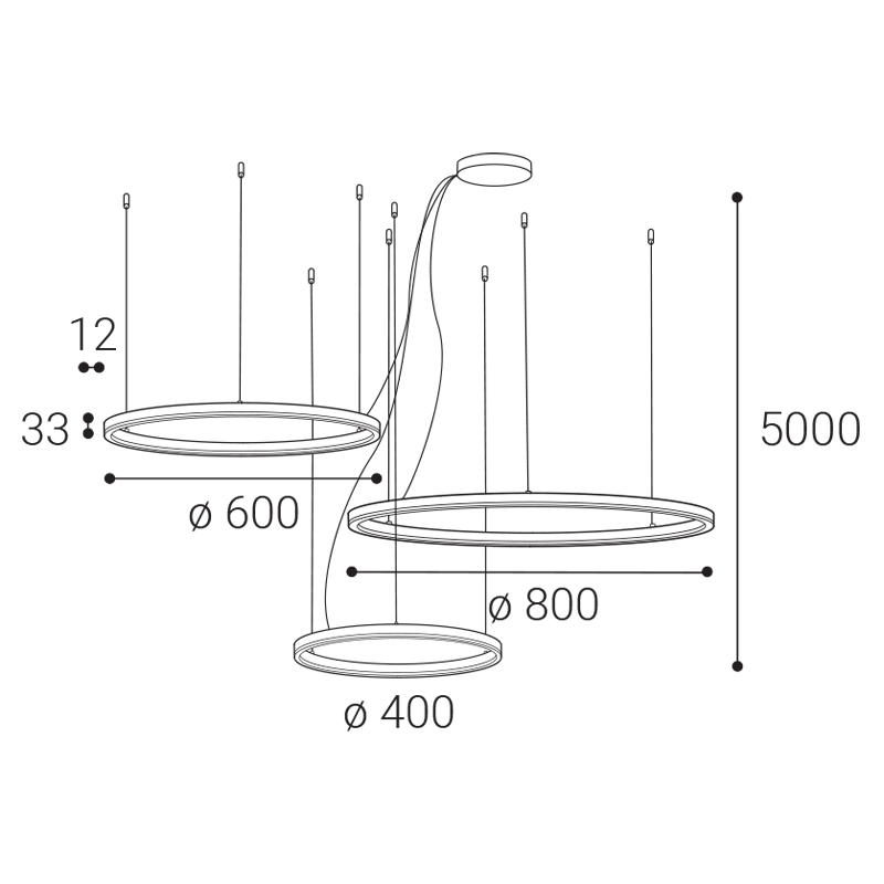 LED2 3274776DT CIRCLE SET 3 P-Z závesné svietidlo niklové stmievateľné