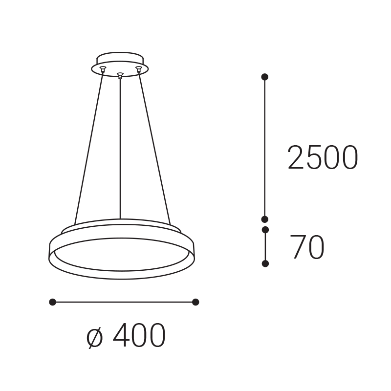 LED2 3274853DT MOON 40 P/N-Z závesné svietidlo s horným podsvietením čierne stmievateľné