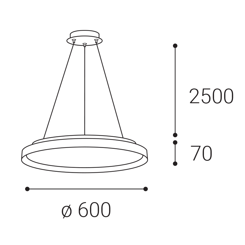 LED2 3274976DT MOON 60 P/N-Z závesné svietidlo s horným podsvietením niklové stmievateľné