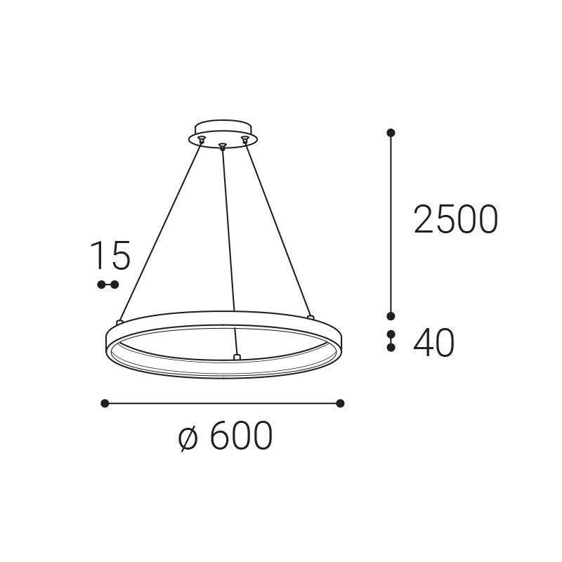 LED2 3275153DT CIRO 60 P-Z závesné svietidlo čierne stmievateľné