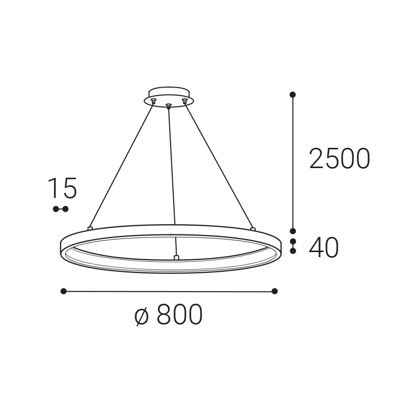 LED2 3275253DT CIRO 80 P-Z závesné svietidlo čierne stmievateľné