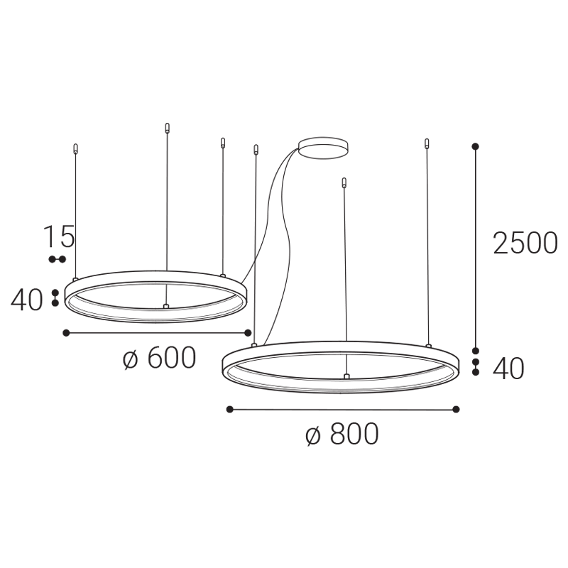 LED2 3275353DT CIRO SET 2 P-Z závesné svietidlo čierne stmievateľné