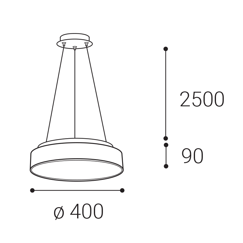 LED2 3275551 RINGO II 40 P/N-Z závesné svietidlo s horným podsvietením biele