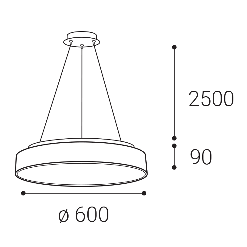 LED2 3275651DT RINGO II 60 P/N-Z závesné svietidlo s horným podsvietením biele stmievateľné